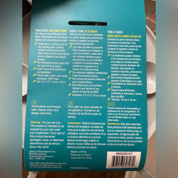 🎉 HP 🎉 Messy Mutts Universal Slow Feeder Bowl Insert with Suction 7.5" Grey - Picture 5 of 6